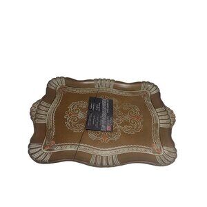 Sezzatini Firenze Italian Gold Painted Serving Tray Made in Italy NWT